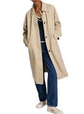 Gabardina Pepe Jeans Alice Beige Para Mujer