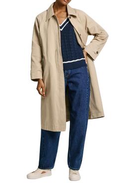 Gabardina Pepe Jeans Alice Beige Para Mujer