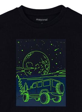 Camiseta Mayoral estampado fosforecente para niño