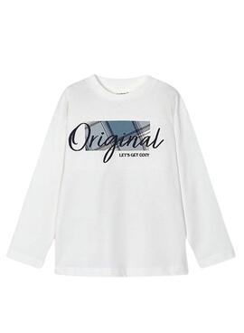 Camiseta Mayoral aplique tejido blanco para niño