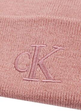 Gorro Calvin Klein Jeans Monogram Embroidered rosa para mujer