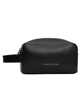 Neceser Tommy Jeans Leather Washbag negro 