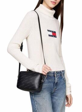 Bolso Tommy Jeans Essential Must Camera Print negro para mujer