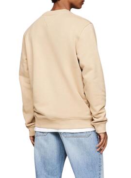 Sudadera Tommy Jeans Badge Crew beige para hombre 