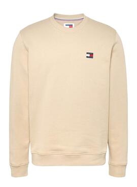 Sudadera Tommy Jeans Badge Crew beige para hombre 