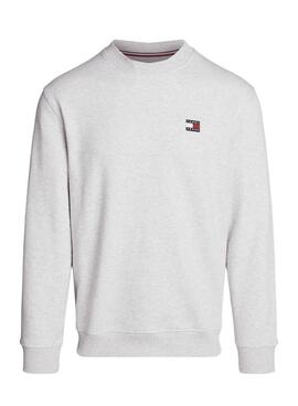 Sudadera Tommy Jeans Badge Crew gris para hombre