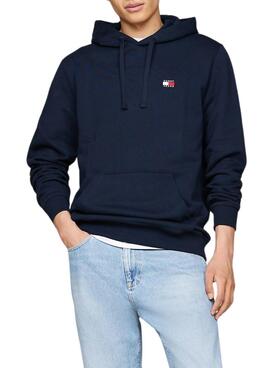 Sudadera Tommy Jeans Badge capucha azul marino para hombre