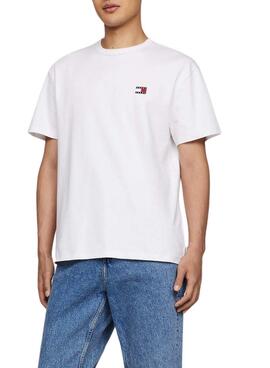 Camiseta Tommy Jeans Badge algodón blanco para hombre