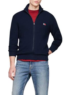 Cardigan Tommy Jeans Badge Zip azul marino para hombre