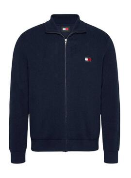 Cardigan Tommy Jeans Badge Zip azul marino para hombre