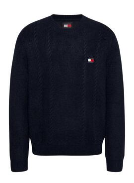 Jersey Tommy Jeans Cable Knit marino para hombre