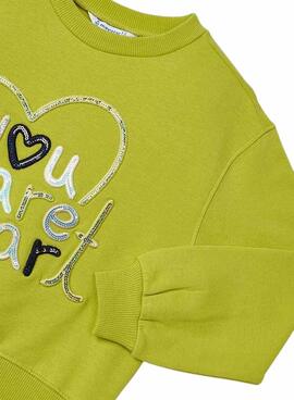 Sudadera Mayoral bordada verde para niña