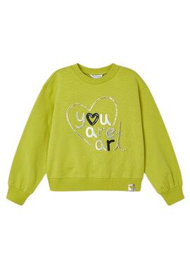 Sudadera Mayoral bordada verde para niña