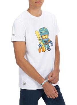 Camiseta El Pulpo Snowboard blanco para hombre