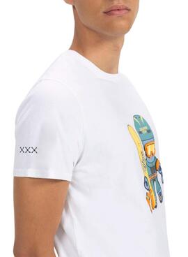 Camiseta El Pulpo Snowboard blanco para hombre