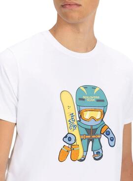 Camiseta El Pulpo Snowboard blanco para hombre