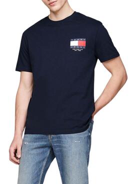 Camiseta Tommy Jeans Logo Flag azul marino para hombre