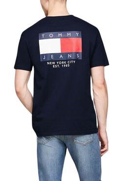 Camiseta Tommy Jeans Logo Flag azul marino para hombre