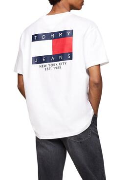 Camiseta Tommy Jeans Logo Flag blanco para hombre