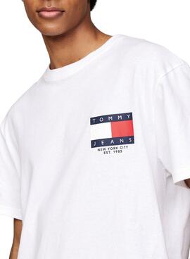 Camiseta Tommy Jeans Logo Flag blanco para hombre