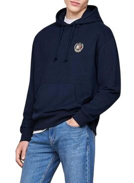 Sudadera Tommy Jeans Flag Crest azul marino para hombre