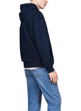 Sudadera Tommy Jeans Flag Crest azul marino para hombre