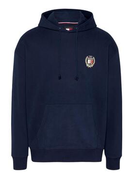 Sudadera Tommy Jeans Flag Crest azul marino para hombre