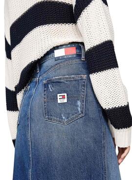 Falda Tommy Jeans Claire HFG midi azul para mujer