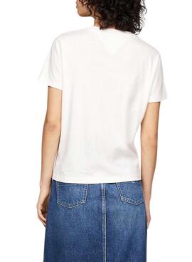 Camiseta Tommy Jeans Crest Linear blanco para mujer