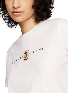 Camiseta Tommy Jeans Crest Linear blanco para mujer