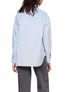 Camisa Tommy Jeans Oversize de rayas azul para mujer