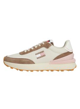 Zapatillas Tommy Jeans Tech Runner Essential beige para mujer