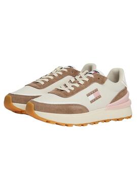 Zapatillas Tommy Jeans Tech Runner Essential beige para mujer