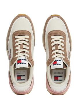 Zapatillas Tommy Jeans Tech Runner Essential beige para mujer