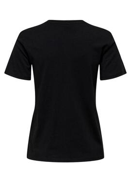 Camiseta Only Lola labios leopardo negro para mujer