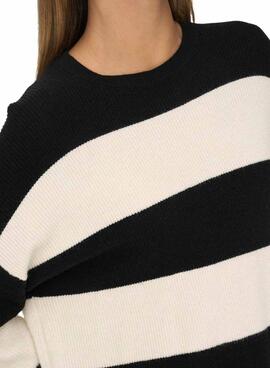 Jersey Only Latia rayas negro y beige para mujer