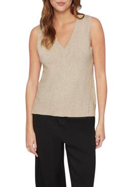 Chaleco Vila Viril Knit camel para Mujer