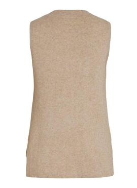 Chaleco Vila Viril Knit camel para Mujer