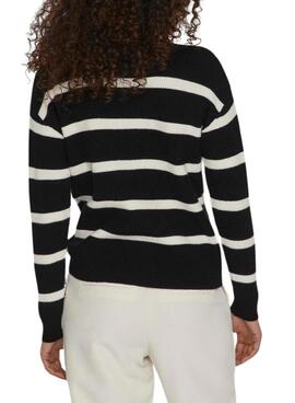 Jersey Vila Viril rayas negro y beige para mujer