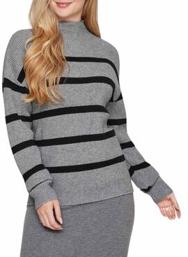 Jersey Vila Viril rayas gris y negro para mujer