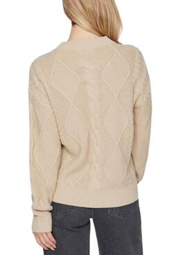 Jersey Vila Vilou punto entrelazado beige para mujer