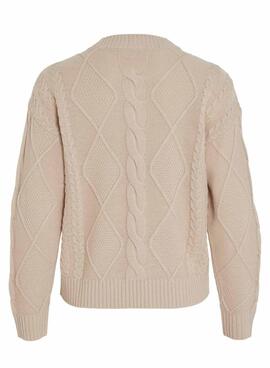 Jersey Vila Vilou punto entrelazado beige para mujer