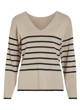 Jersey Vila Viostria rayas beige para mujer