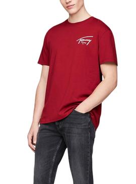 Camiseta Tommy Jeans Signature logo granate para hombre