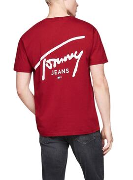 Camiseta Tommy Jeans Signature logo granate para hombre