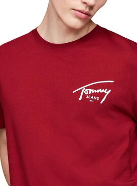 Camiseta Tommy Jeans Signature logo granate para hombre