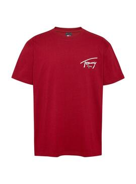 Camiseta Tommy Jeans Signature logo granate para hombre