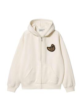 Sudadera Carhartt Ducks beige con cremallera para hombre