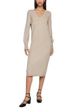 Vestido Vila Vicomfy beige para mujer