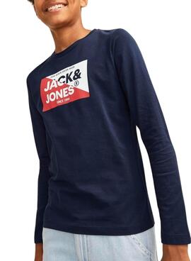 Camiseta Jack and Jones Nolan long azul para niño